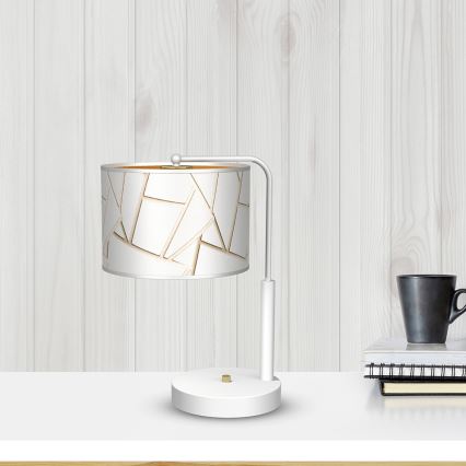 Bordslampa  ZIGGY 1xE27/60W/230V vit /gyllene