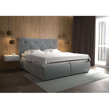 Boxspring-säng med madrass och bäddmadrass ELEN 180x200 cm grå