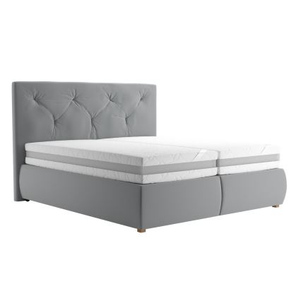 Boxspring-säng med madrass och bäddmadrass ELEN 180x200 cm grå