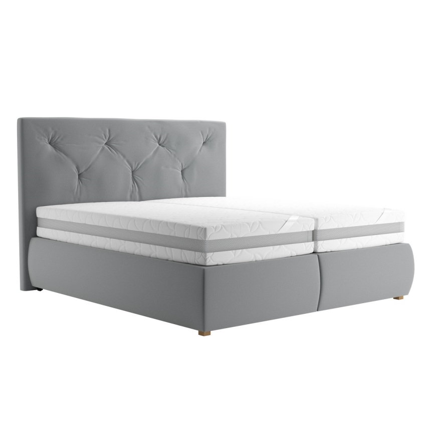 Boxspring-säng med madrass och bäddmadrass ELEN 180x200 cm grå