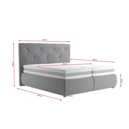 Boxspring-säng med madrass och bäddmadrass ELEN 180x200 cm grå