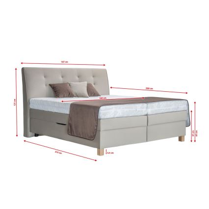 Boxspring-säng med madrass BEA 160x200 cm beige