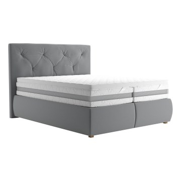 Boxspring-säng med madrass och bäddmadrass ELEN 160x200 cm grå