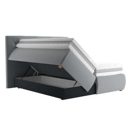 Boxspring-säng med madrass och bäddmadrass ELEN 160x200 cm grå