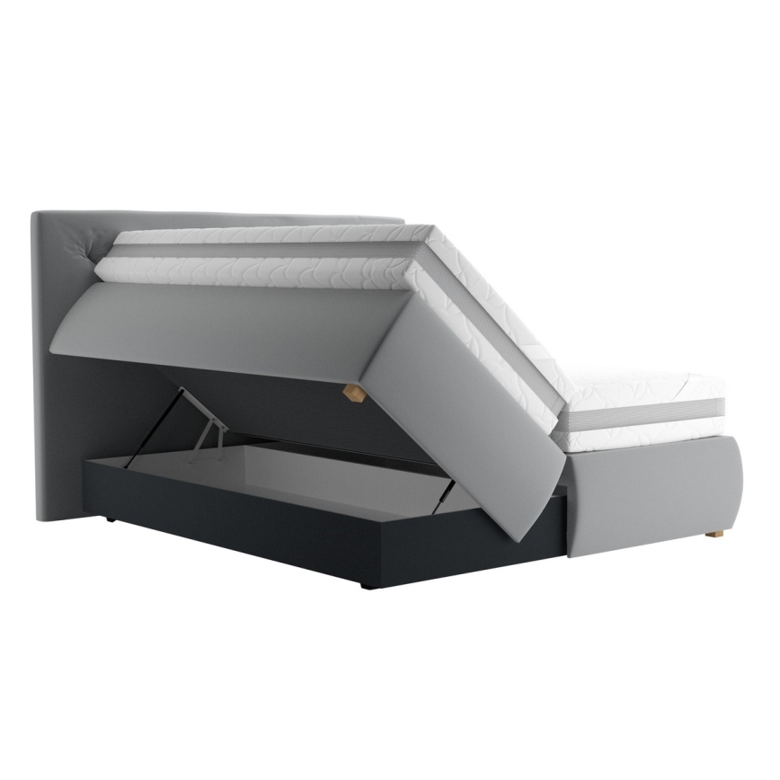 Boxspring-säng med madrass och bäddmadrass ELEN 160x200 cm grå