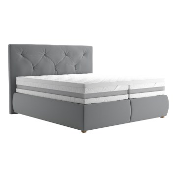 Boxspring-säng med madrass och bäddmadrass ELEN 180x200 cm grå