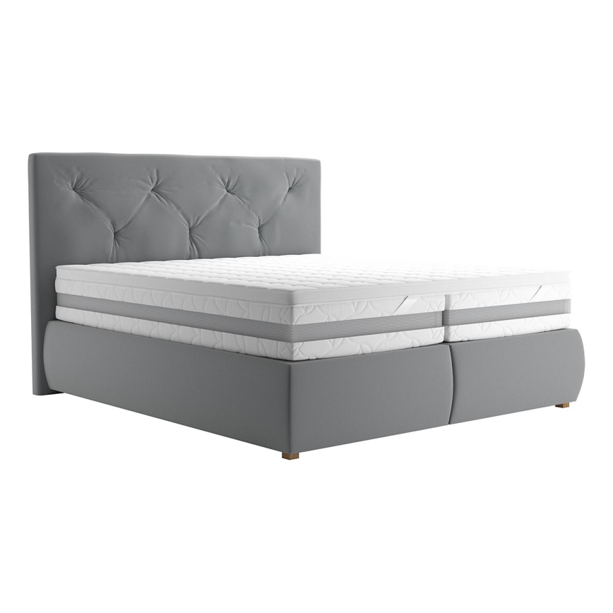 Boxspring-säng med madrass och bäddmadrass ELEN 180x200 cm grå