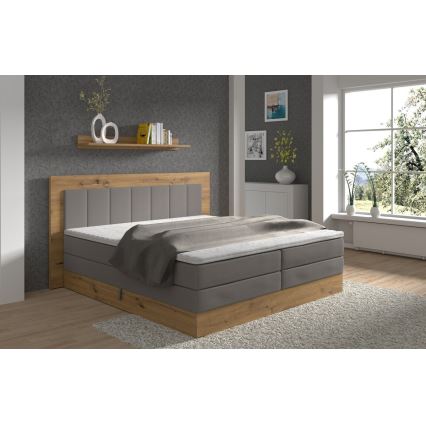 Boxspring-säng med madrasser, topper och förvaringsutrymme JASMINE 180x200 cm grå
