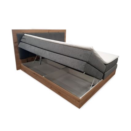 Boxspring-säng med madrasser, topper och förvaringsutrymme JASMINE 180x200 cm grå