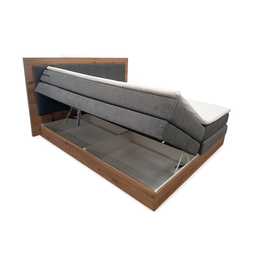 Boxspring-säng med madrasser, topper och förvaringsutrymme JASMINE 180x200 cm grå