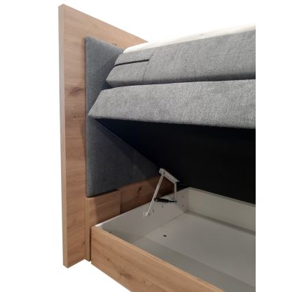 Boxspring-säng med madrasser, topper och förvaringsutrymme JASMINE 180x200 cm grå