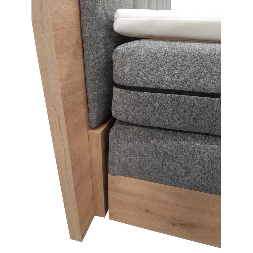 Boxspring-säng med madrasser, topper och förvaringsutrymme JASMINE 180x200 cm grå
