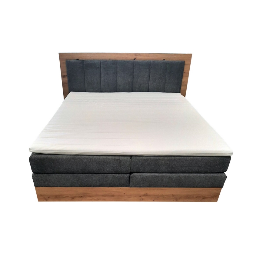 Boxspring-säng med madrasser, topper och förvaringsutrymme JASMINE 180x200 cm grå