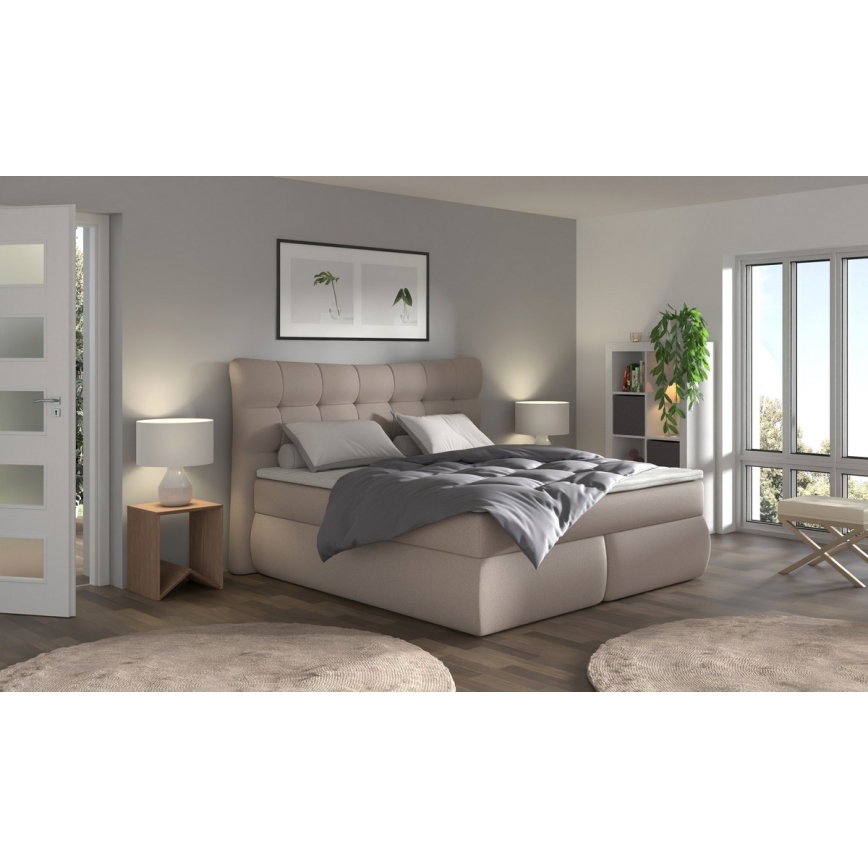 Boxspring-säng med madrasser och bäddmadrass SOFIA 180x200 cm beige