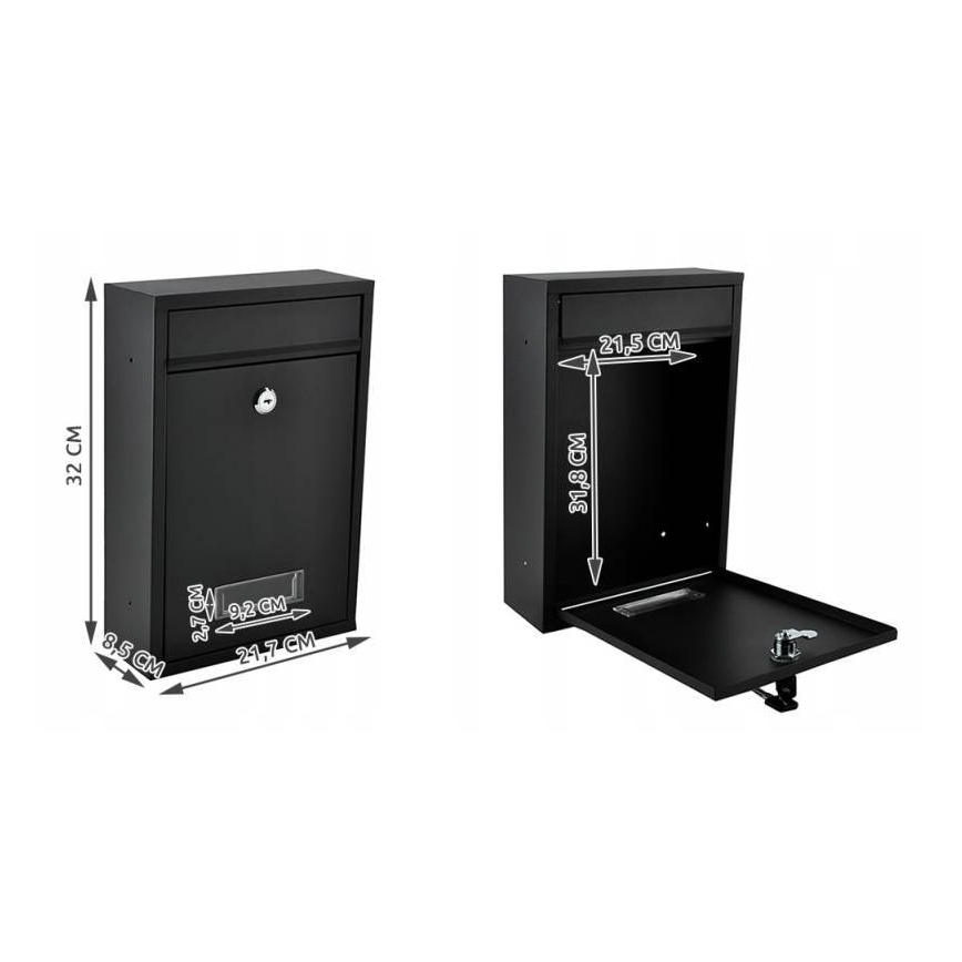 Brevlåda 21,7 x 32 cm, svart