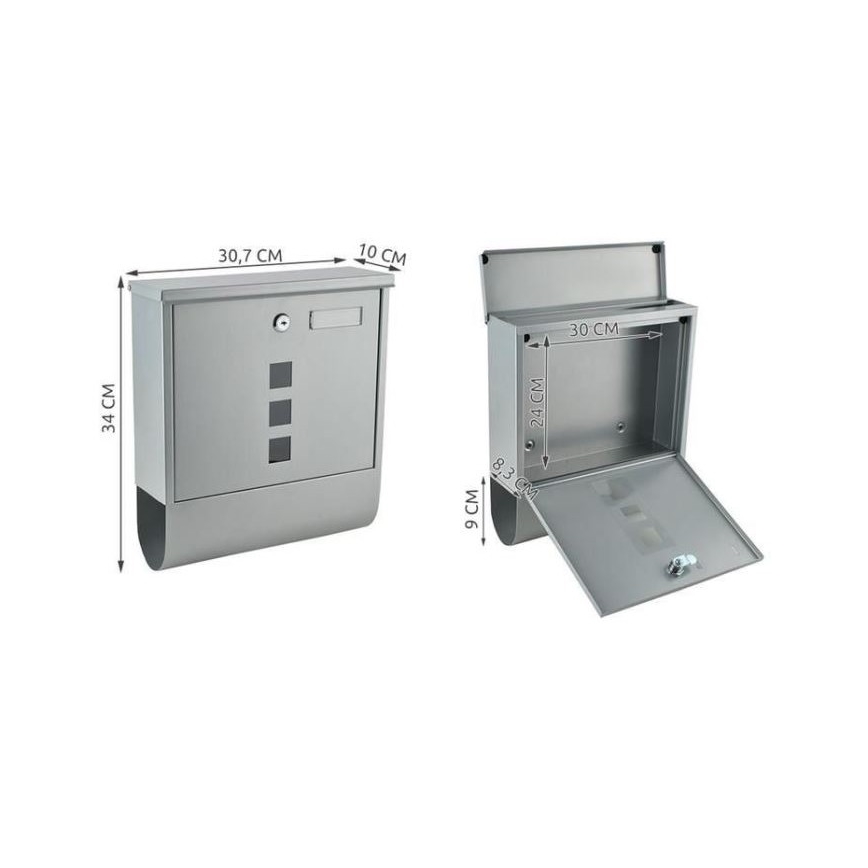 Brevlåda 34x30,7 cm silverfärgad