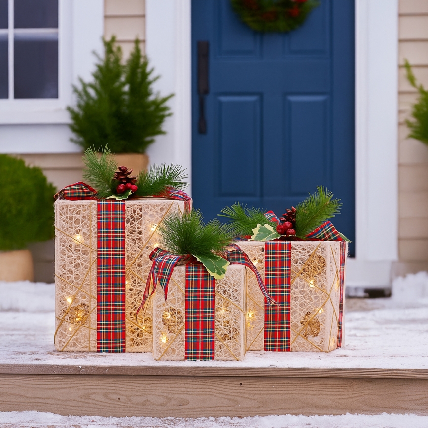 Brilagi - 3-pack LED utomhusjuldekorationer, LED/230V, IP44, presenter