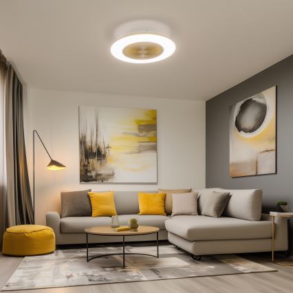 Brilagi - LED dimbar taklampa med fläkt AURA LED/38W/230V 3000-6000K guld + fjärrkontroll