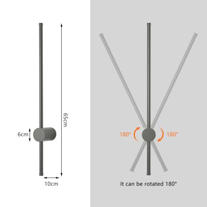 Brilagi - AURA LED utomhusväggarmatur 12W/230V 3000K IP54 65 cm antracit