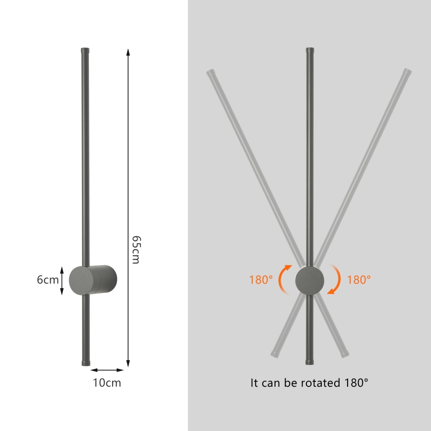 Brilagi - AURA LED utomhusväggarmatur 12W/230V 3000K IP54 65 cm antracit