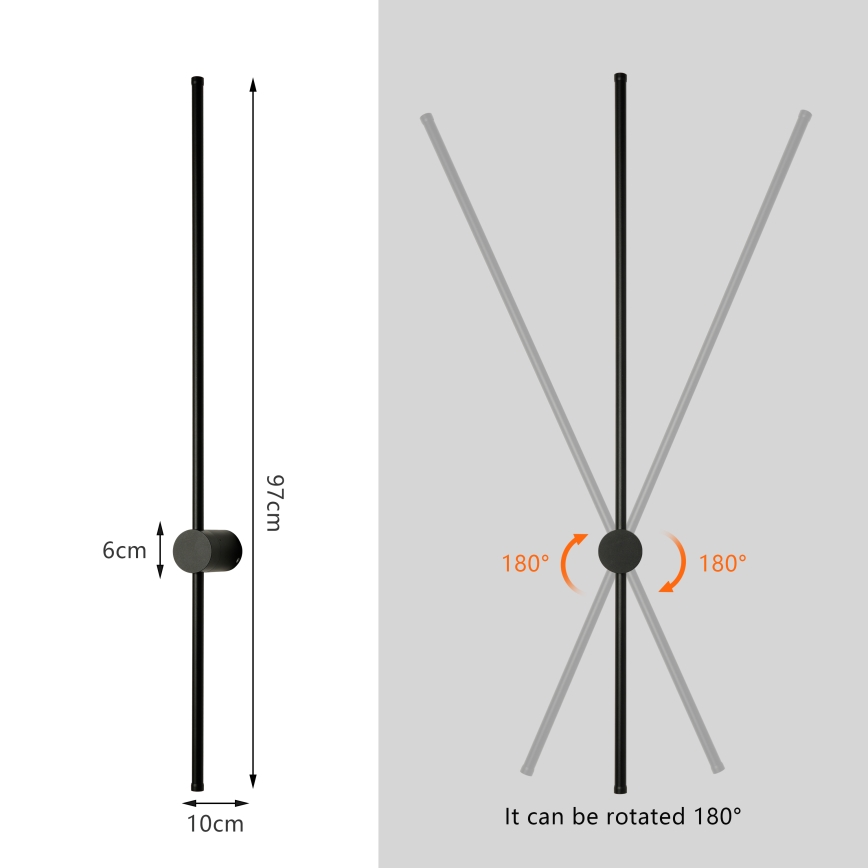 Brilagi - LED utomhusvägglampa AURA LED/20W/230V 3000K IP54 97 cm svart