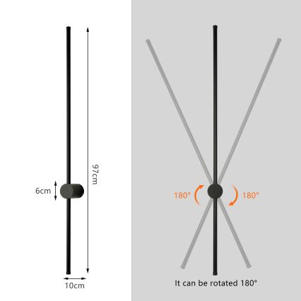 Brilagi - LED utomhusväggarmatur AURA LED/20W/230V 4000K IP54 97 cm svart CRI 90