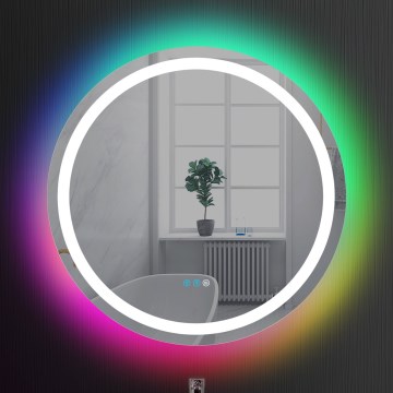 Brilagi - AVA PRO dimbar LED RGBW uppvärmd badrumsspegel med bakgrundsbelysning, LED/18W/230V, Ø 60 cm, 3000/4000/6500K, IP44