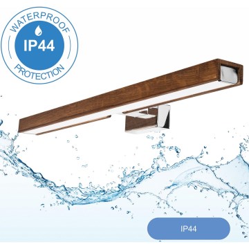 Brilagi - Badrumsspegel med LED-belysning WOODY MIRROR LED/12W/230V 60 cm IP44 ek körsbär/skinande krom