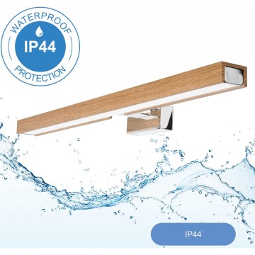 Brilagi - Badrumsspegel med LED-belysning WOODY MIRROR LED/12W/230V 60 cm IP44 ek/skinande krom