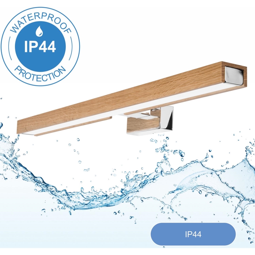 Brilagi - Badrumsspegel med LED-belysning WOODY MIRROR LED/12W/230V 60 cm IP44 ek/skinande krom