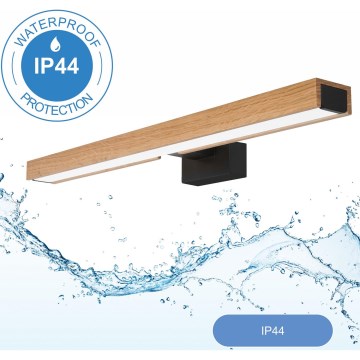 Brilagi - Badrumsspegel med LED-belysning WOODY MIRROR LED/12W/230V 60 cm IP44 ek/svart