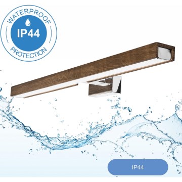 Brilagi - Badrumsspegel med LED-belysning WOODY MIRROR LED/12W/230V 60 cm IP44 ek valnöt/skinande krom