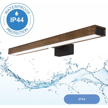 Brilagi - Badrumsspegel med LED-belysning WOODY MIRROR LED/12W/230V 60 cm IP44 ek valnöt/svart