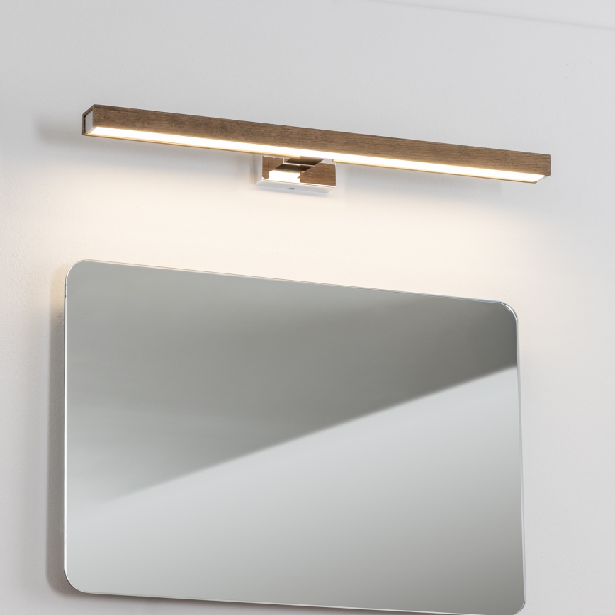Brilagi - Badrumsspegel med LED-belysning WOODY MIRROR LED/12W/230V 60 cm IP44 ek valnöt/skinande krom