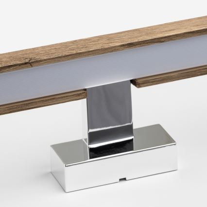 Brilagi - Badrumsspegel med LED-belysning WOODY MIRROR LED/12W/230V 60 cm IP44 ek valnöt/skinande krom