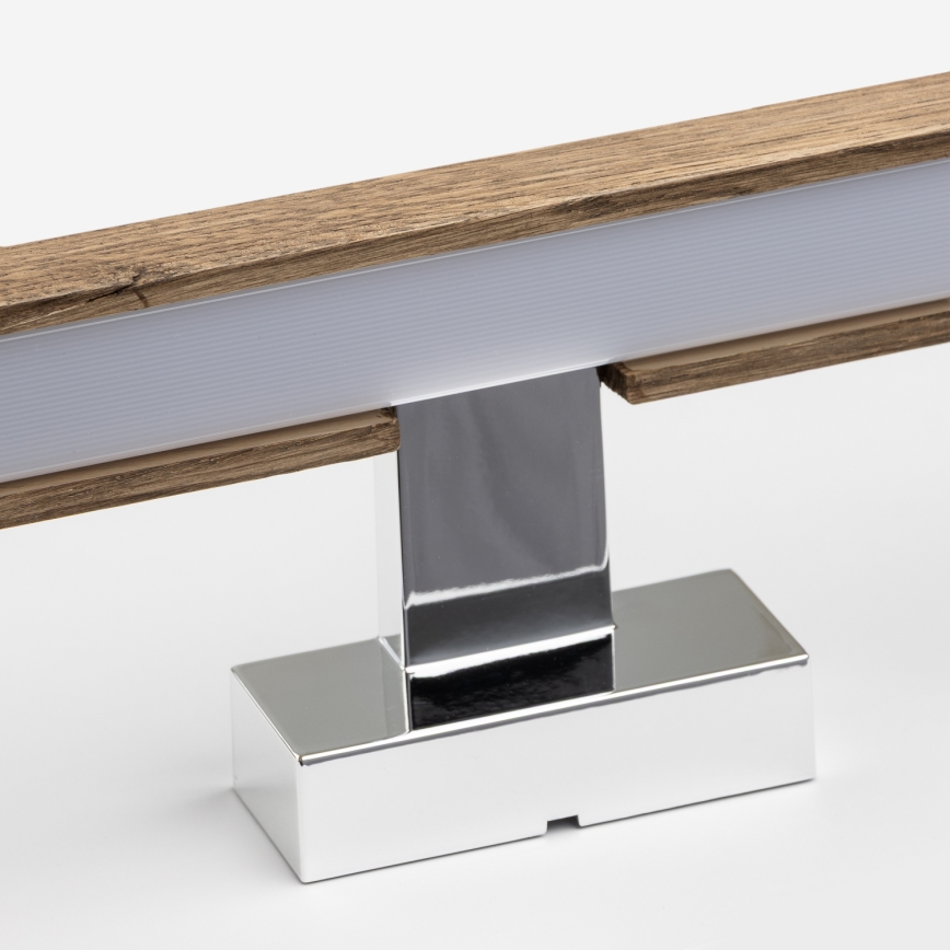 Brilagi - Badrumsspegel med LED-belysning WOODY MIRROR LED/12W/230V 60 cm IP44 ek valnöt/skinande krom