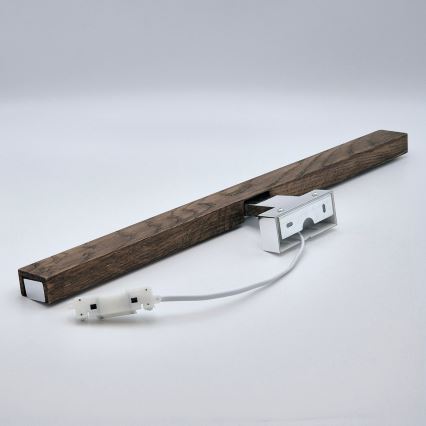 Brilagi - Badrumsspegel med LED-belysning WOODY MIRROR LED/12W/230V 60 cm IP44 ek valnöt/skinande krom