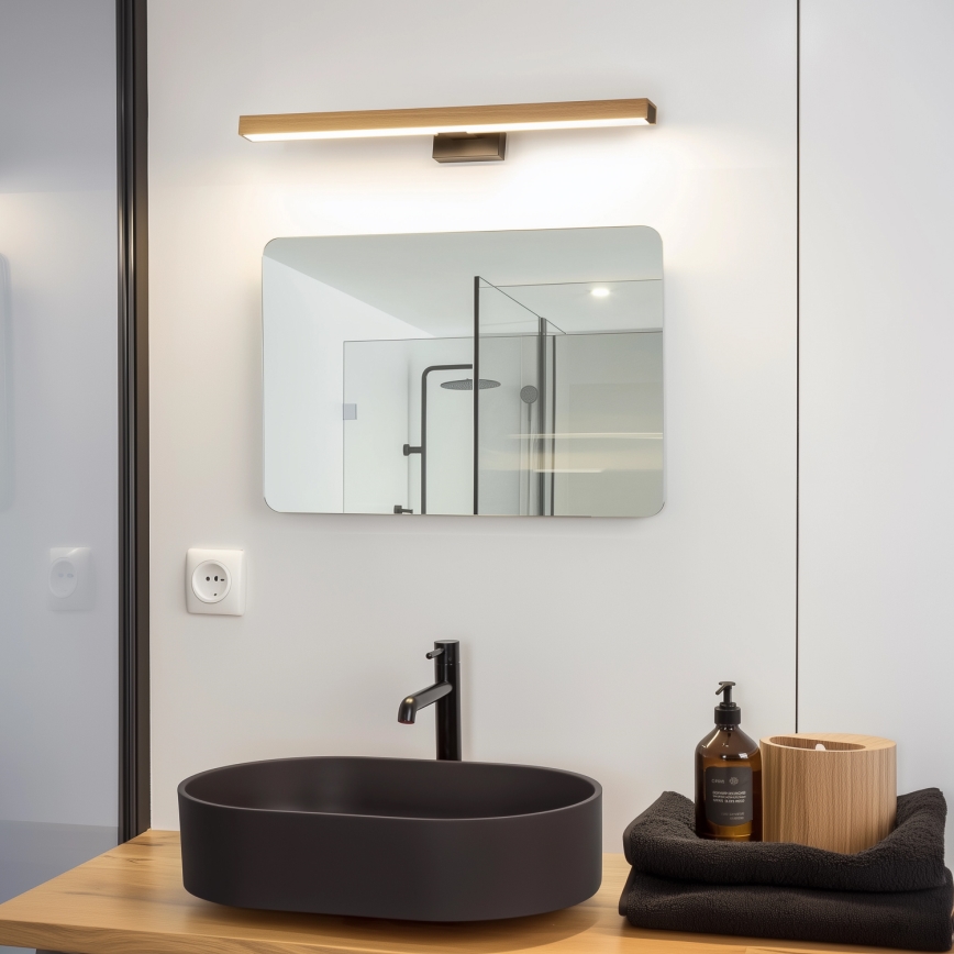Brilagi - Badrumsspegel med LED-belysning WOODY MIRROR LED/12W/230V 60 cm IP44 ek/svart