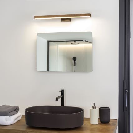 Brilagi - Badrumsspegel med LED-belysning WOODY MIRROR LED/12W/230V 60 cm IP44 ek valnöt/svart