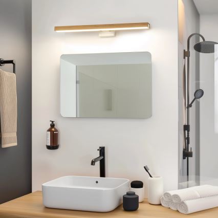 Brilagi - Badrumsspegel med LED-belysning WOODY MIRROR LED/12W/230V 60 cm IP44 ek/vit