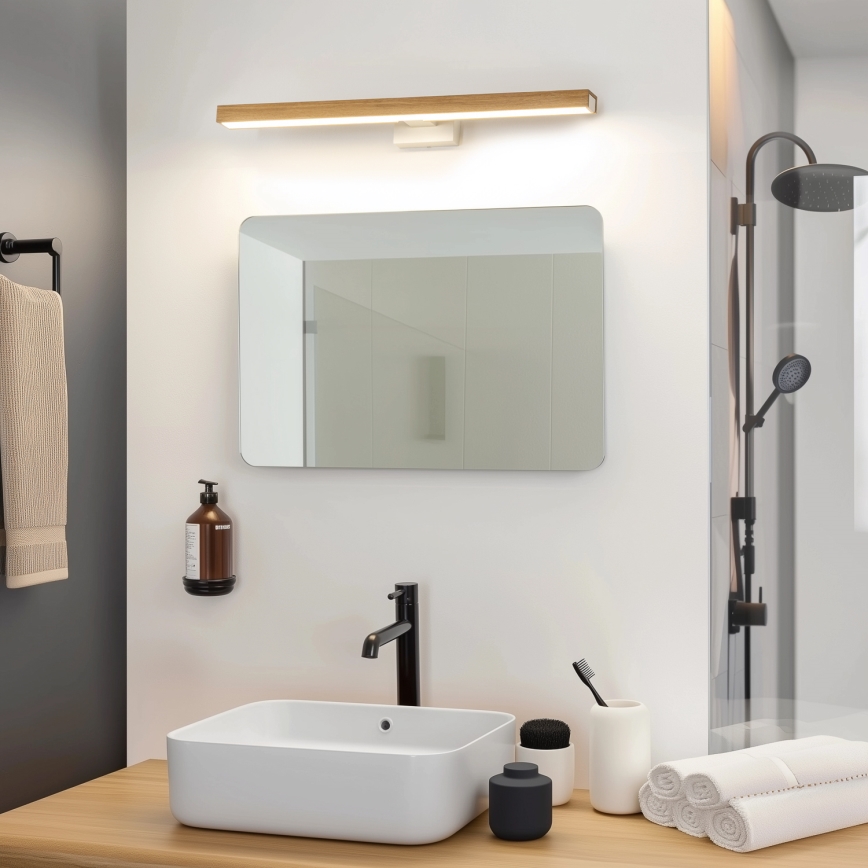 Brilagi - Badrumsspegel med LED-belysning WOODY MIRROR LED/12W/230V 60 cm IP44 ek/vit