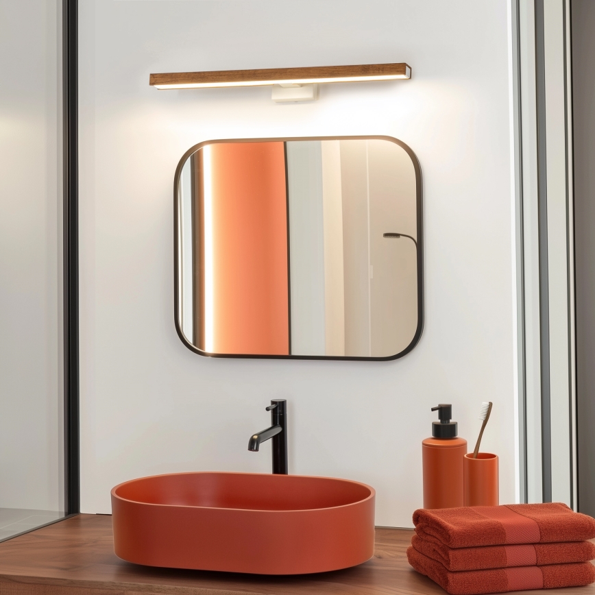 Brilagi - Badrumsspegel med LED-belysning WOODY MIRROR LED/12W/230V 60 cm IP44 ek körsbär/vit