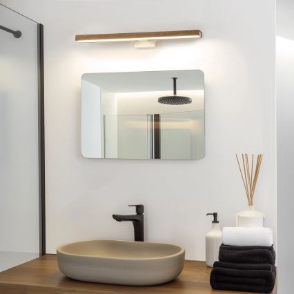 Brilagi - Badrumsspegel med LED-belysning WOODY MIRROR LED/12W/230V 60 cm IP44 ek valnöt/vit
