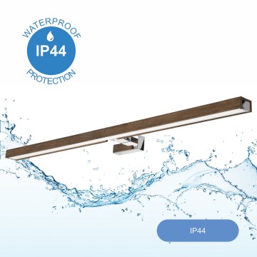 Brilagi - Badrumsspegel med LED-belysning WOODY MIRROR LED/15W/230V 90 cm IP44 ek valnöt/skinande krom