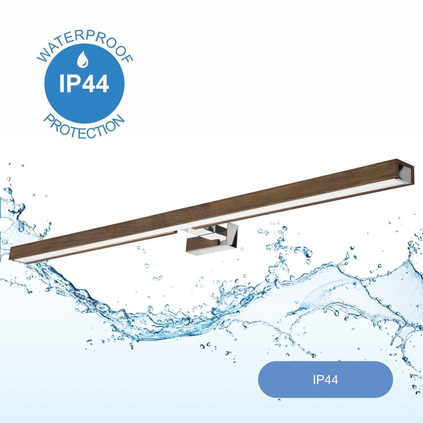 Brilagi - Badrumsspegel med LED-belysning WOODY MIRROR LED/15W/230V 90 cm IP44 ek valnöt/skinande krom