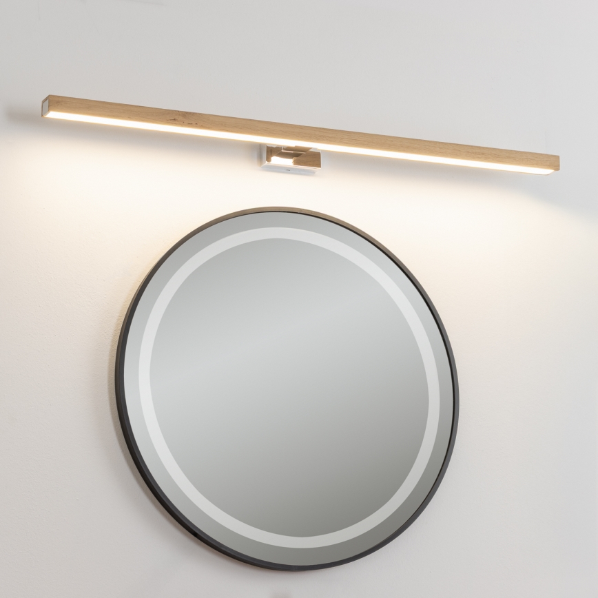 Brilagi - Badrumsspegel med LED-belysning WOODY MIRROR LED/15W/230V 90 cm IP44 ek/skinande krom