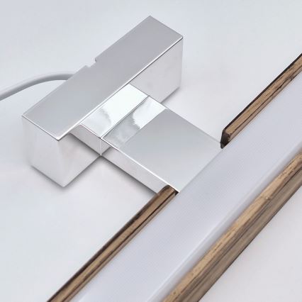 Brilagi - Badrumsspegel med LED-belysning WOODY MIRROR LED/15W/230V 90 cm IP44 ek valnöt/skinande krom