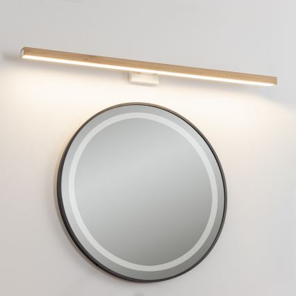 Brilagi - Badrumsspegel med LED-belysning WOODY MIRROR LED/15W/230V 90 cm IP44 ek/vit