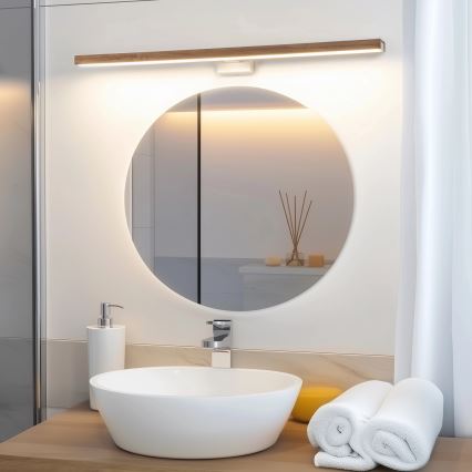 Brilagi - Badrumsspegel med LED-belysning WOODY MIRROR LED/15W/230V 90 cm IP44 ek körsbär/vit