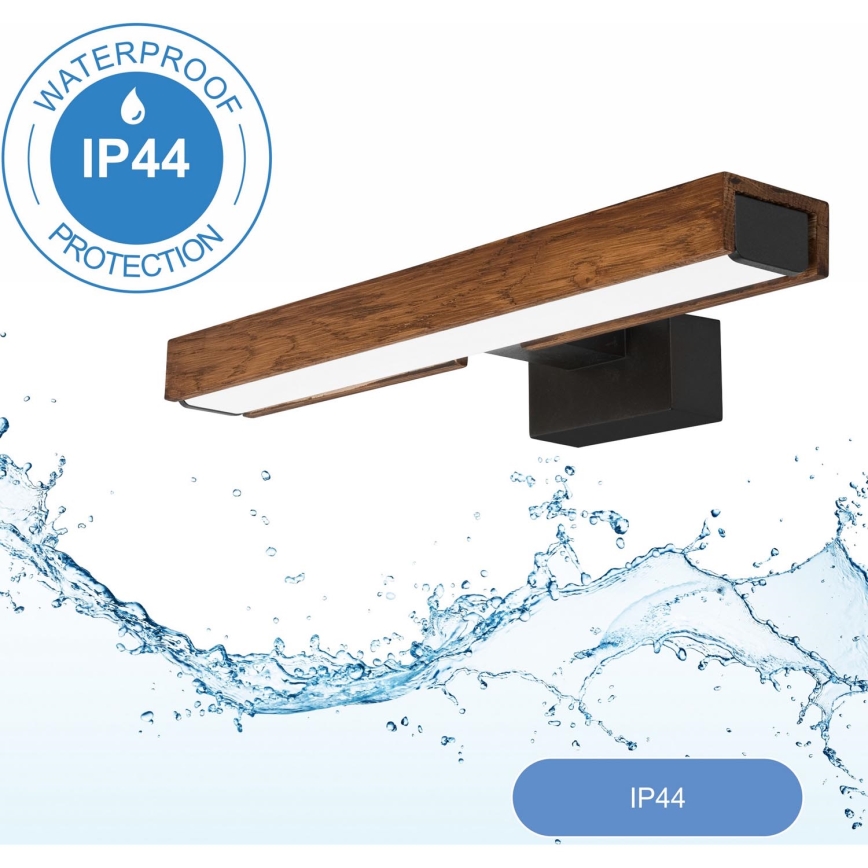 Brilagi - Badrumsspegel med LED-belysning WOODY MIRROR LED/8W/230V 40 cm IP44 ek körsbär/svart